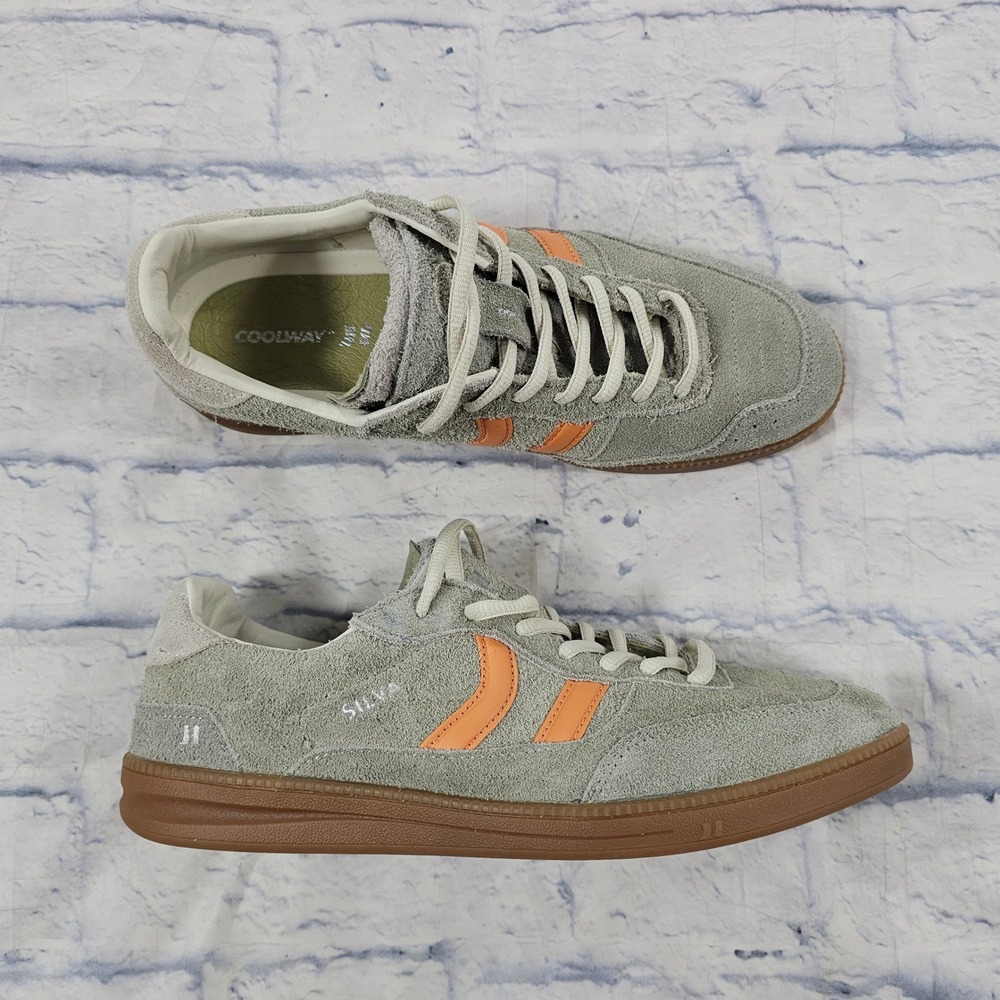 Coolway Silva Sneakers Mens 10 Grey Orange Suede Low Top Gum Sole Retro Shoes